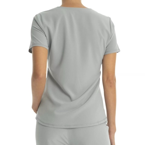SOLD - Scrubstar Women's Active Stretch Fabric 3 Pocket V-Neck Scrub Top Gray - Picture 3 of 15